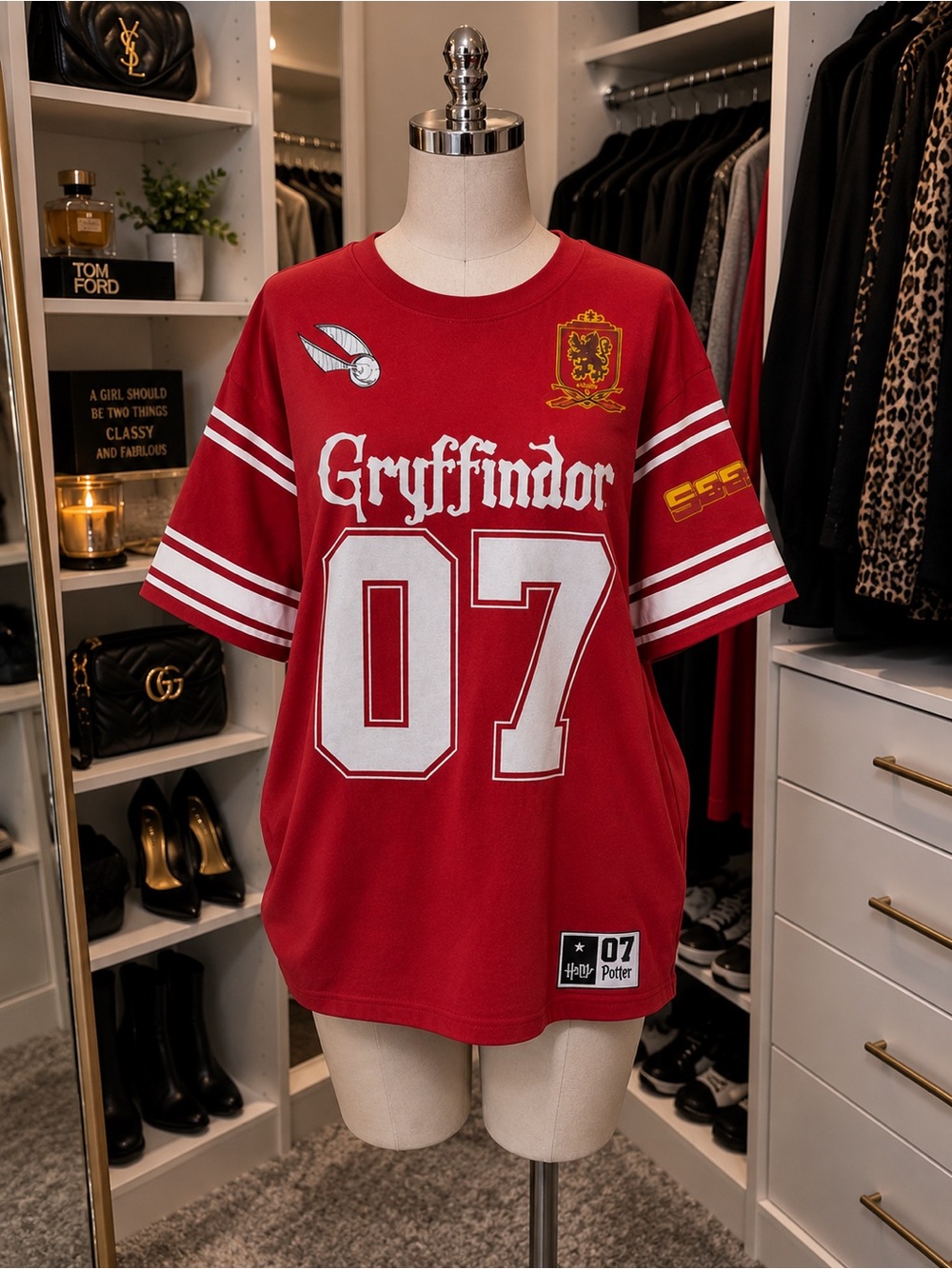Harry Potter Gryffindor 07 Red Oversized Jersey T-Shirt – Hogwarts Graphic Tee